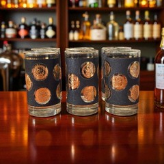 Vintage Black And Gold Cocktail Bar Glasses Set Of 6. (E11)