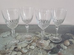 Set Of 4 VINTAGE Crystal Stem Ware Glasses Luminarc Diamante
