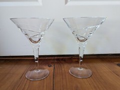 Royal Doulton England Saturn Martini Crystal Cocktail Glasses Pair in Box 250ml