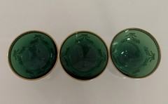 3 Tiffin Vintage Bouquet Green – Gold Encrusted LIQUEUR Glassware