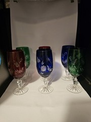 6 AJKA MARSALA Multicolored CUT TO CLEAR 8″ CRYSTAL ICED BEVERAGE