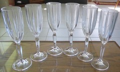 6 WATERFORD MARQUIS CRYSTAL OMEGA 5oz CHAMPAGNE FLUTE GLASSES ETCH MARKS PERFECT
