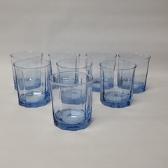 8 Anchor Hocking Blue Juice Glasses Reflections Short 10 Oz Glass Rocks Set