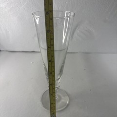 MCM Mid Century Tall Footed Champagne Pilsner Crystal Clear Glass Used Good 8.5”