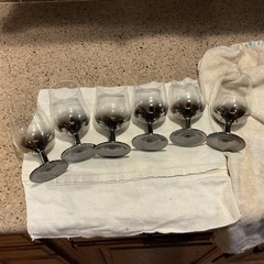 Arcoroc Vintage Gray Smoked Stemware Glasses Set Of 6 France Gradient Black