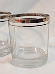 4 Pure Platinum Trim Cocktail Old Fashioned Crystal Glasses Versailles Italy