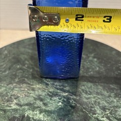 Libbey Cobalt Blue Pebbled Glass Bottle Decorative Vase, See Pics For Info!