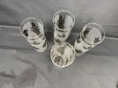 Set of 4 ~ Libbey «SILVER LEAF» Frosted Tom Collins ~ 7 1/4″ Tall