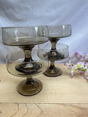 Set of 4 Libbey TAWNY ACCENT Flat Sherbet Glasses Sherbet Cups MCM
