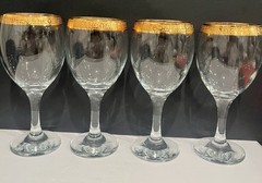 Imperial wine 24k Gold Rimmed Crystal Stemware Glasses Set Of 4