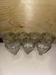 (7) Rare MCM Libbey Atomic MARINE LIFE Cordial Wine Glasses Textured Raised