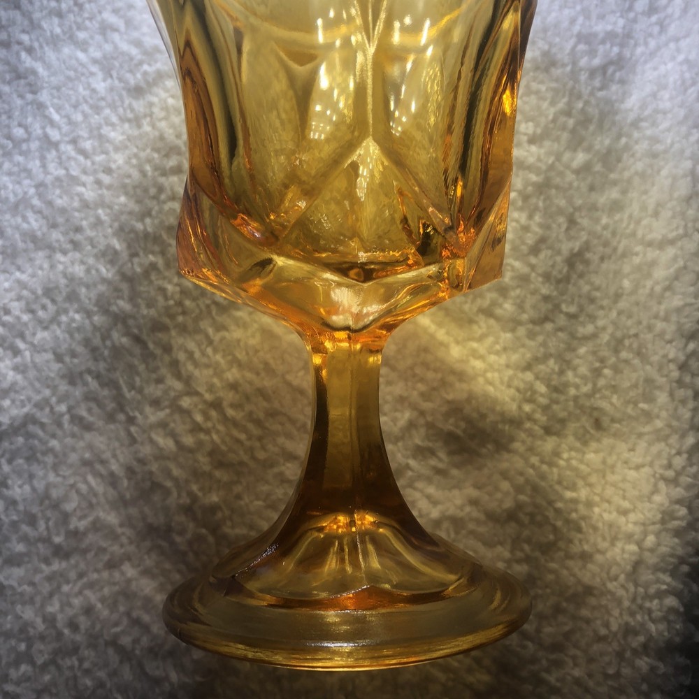 Vintage Anchor Hocking Fairfield Amber Wine Stem Goblet Beautiful