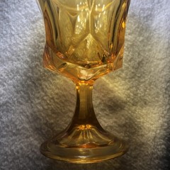 Vintage Anchor Hocking Fairfield Amber Wine Stem Goblet Beautiful