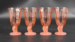 NEW Set of 4 VTG Fostoria Captiva Wine Juice Glasses Peach Frosted Shell 6 oz.
