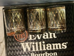 Set 3 Georges Briard Double Old Fashioned Glass Gold Lattice Diamond Pattern MCM
