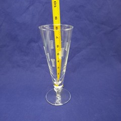 Vintage Etched Pilsner Beer Glass With Geometric Design