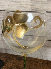 Set of 4 Art Glass Hand Gilded Painted in Italy Amedeo Wine & Flower 🌺 🍷