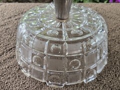 Vintage Crystal Clear Compote Stemmed Crystal Candy Dish Bowl Metal Base