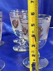 Set of 6 Vintage Libby Frosted Water Goblets with Gold Leaves And Gold Rim