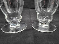 Set of 2 Libbey Rock Sharpe HALIFAX Stem Footed Water Goblet Glass Etched Floral