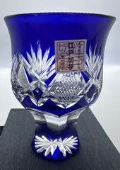 Japanese Edo Kiriko Saiho Blue Cut Glass Hirota Glass Co., Ltd.