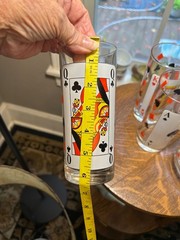 Vintage MCM Glass Tumblers With Playing Card Designs With Joker Cup