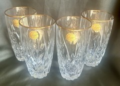 VTG Cristal d’Arques Cassandra Gold Highballs Set of 4 Lead Crystal Gold Rim