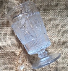 4 Vintage Westmoreland Princess Feather Clear 4.75″ 6oz Footed Tumbler Glasses