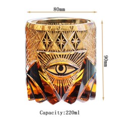 Fashion Whiskey Glass Hand Carved Crystal Rock Glass Heavy Solid Glass 220ml 1PC