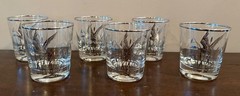 Vintage Set of 6 Silver Overlay Duck Goose Cocktail Glasses