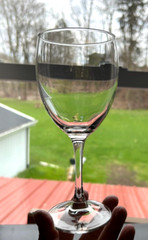 Vintage Clear Crystal Stemmed Wine Glasses, Blue Manganese Glow