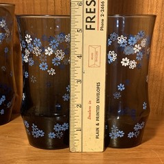 7 Vintage Libbey Strawflower Blue Daisy Tumblers Set of 5 16oz & 2 12oz Glasses