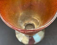Jeannette Glass 1929 Crackle Marigold Carnival Glass Iridescent Footed Tumbler