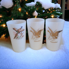 Federal Milk Glass Tumblers Wild Game Set of 3 Mallard Duck Glasses
