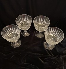 4 Champagne Glasses Crystal Sherbet Dishes Fostoria Heritage Clear 5″