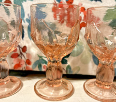 Franciscan Cabaret Pink Wine Glasses 5-1/2” Set of 3 Blush Rosé Stemware