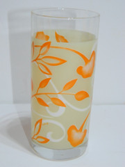 Retro Floral Yellow Orange Floral Durand Plentitude Drinking Glasses Lot Of 6