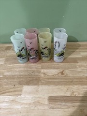 8 VTG. Libbey Southern Belle Pastel Frosted Tumblers Tom Collins Drink Glasses