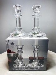 PAIR Shannon By Godinger Classical Hand Cut Crystal Candlesticks 14861 5.75” NEW