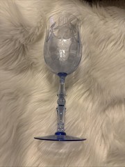 Tiffin Franciscan Water Wine Glass Fontaine Etched Twilight Blue Vintage