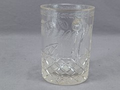 Mid 19th Century German Engraved Aus Freundschaft Flint Glass Mug / Tankard