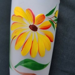 Handpainted Satin Glass/Frosted Glass Tumblers Set of 2 Black Eyed Susan COUNTRY
