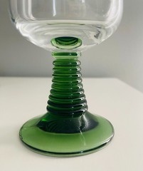 Vintage German Roemer MCM Green Beehive Stem Cordial Glasses, Set of 3