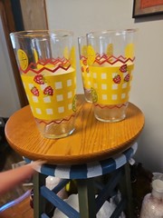 Set Of 4 28 Ounce Libbey Lemonade Glasses Made For Ftd 1993 Fruit And Gingham