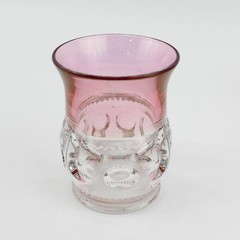 7 Vtg Tiffin-Franciscan Kings Crown 4″ Tumblers Cranberry Flashed Top And Bottom