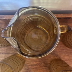 Anchor Hocking Topaz Textured Geometric Window Pane Pitcher And 7 Glasses
