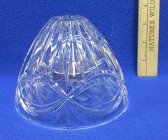 Crystal Glass Bowl Vase Cross Cut Etched Leaf Design Star Base 4″ Tall