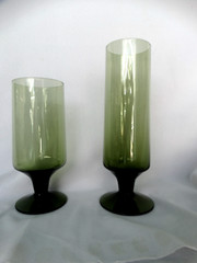 Skruf Art Glass Sweden Franque Green 11 Ounce Water Goblet(s) 6 1/4″ VGUC