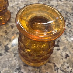 Set Of 4 Vintage Indiana Whitehall Amber Footed Juice Glasses