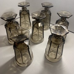 Fostoria Virginia Brown Smokey Wine Water Goblets Footed Glasses 7.25” Set of 7